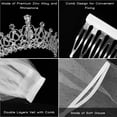 thumbnail image 2 of 2PCS Frcolor Rhinestone Tiara Crown Veil With Comb Elegant Design Rhinestone Ribbon Comb Crown Communion Veil, 2 of 6