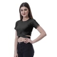 thumbnail image 3 of Moomaya Haut à Ourlet Croisé pour Femmes Manches Courtes Col Rond T-Shirt Blouse Hauts, 3 of 6