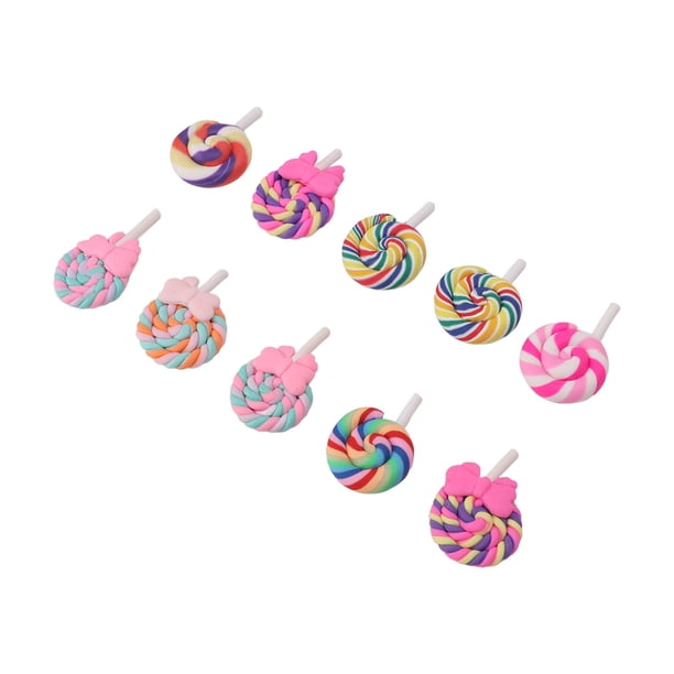 Bonita decoración de arcilla, 10 piezas de arcilla para decorar piruletas, juguete de arcilla, decoración de caramelos suaves, de primera línea
