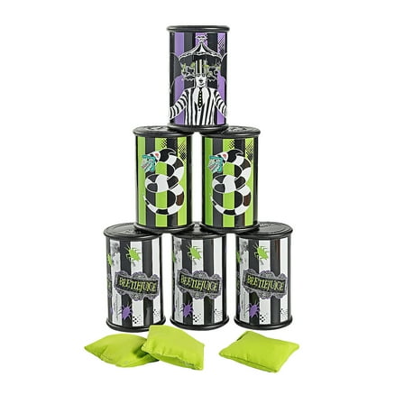 Beetlejuice Cardboard Stacked Can Toss Game with Bean Bags - 9 Pieces