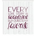 thumbnail image 3 of Ambesonne Romantic Shower Curtain, Romance Words Our Story, 69"Wx84"L, Maroon and White, 3 of 3