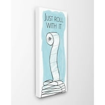 The Stupell Home Decor Collection Black White and Blue Just Roll With It Toilet Paper Drawing Canvas Wall Art