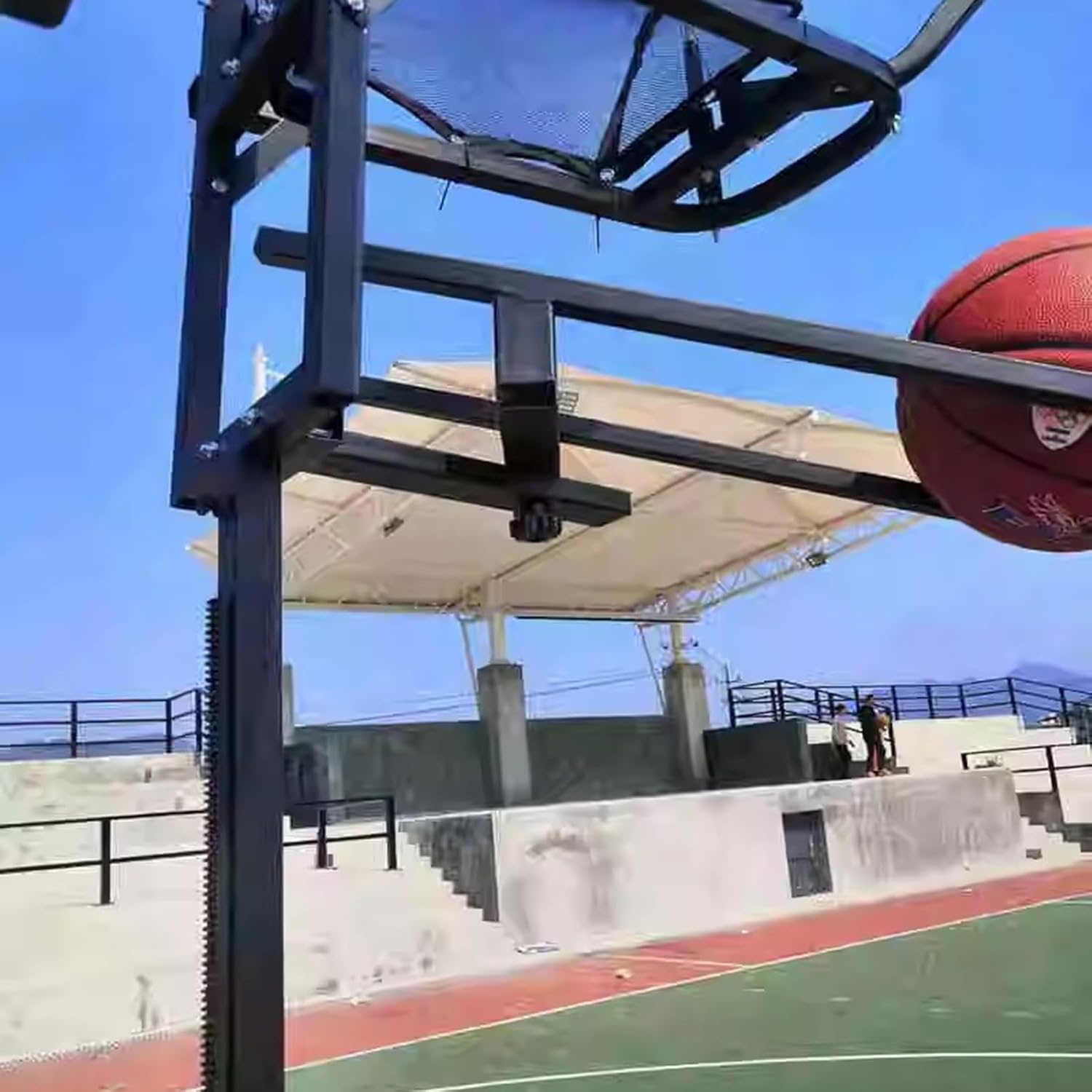 Gamvdout Basketball Shot Return Apparatus Rolling Basketball Return Net  Floor Standing Backboard Rebounder Attachment for Traditional Pole/Wall Mounted Hoops  Height Adjustable Shooting Racks