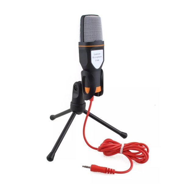 Micrófono con tripié para conferencias o podcasts
