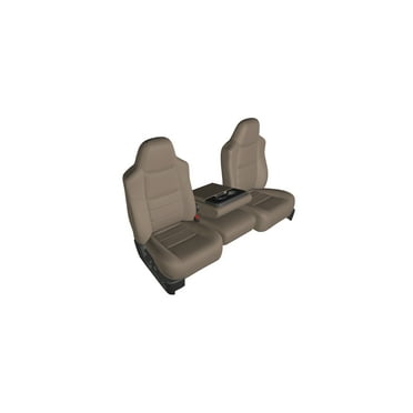 F58 2002-2010 Ford F250-F550 Super Duty Front 40/20/40 Split Bench Seat with Molded Headrests and Opening Center Console in Tan Velour