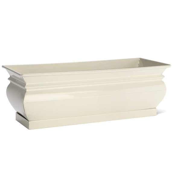 H Potter Pots à Herbes Jardinières d'Intérieur avec Drainage et Plateau Jardinière Blanche pour Succulentes Rebord de Fenêtre Boîte Grande Rectangulaire Extérieur Cuisine Pot de Fleurs Jardin Succulentes Plantes Ivoire