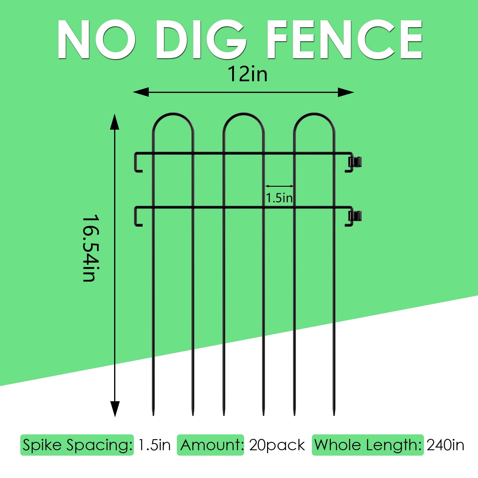 No digging fence, decorative garden fence border outdoor animal barrier anti-skullium metal plate for dogs