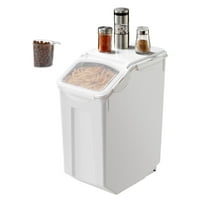 KFFKFF Grain Storage Bin, 4.5Gallon/20L Volume, Big Canine Food Distributor Container, Kitchen Component Grain Cereal Flour Bin, Animal Feed Containers on Wheels, Measurement Cup, Sealed Lid