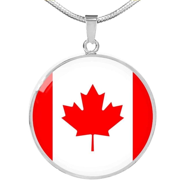 Collier Drapeau du Canada en Acier Inoxydable Ou or 18 Carats 18-22"