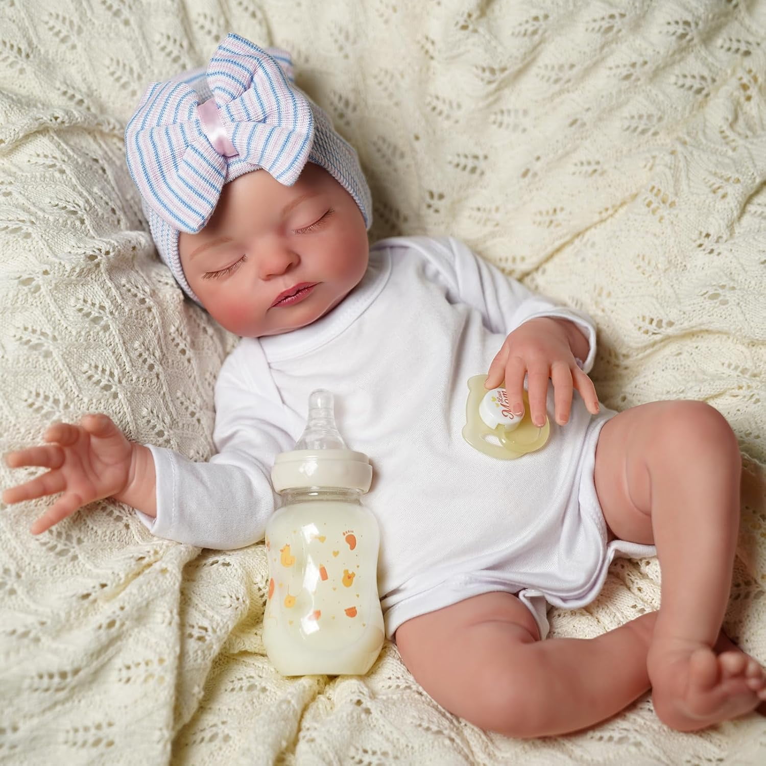 RSG Reborn Baby Dolls Larry - 20 Inch Soft Cloth Body -Adorable Sleeping Real Life Lifelike Baby Dolls with Toy Accessories Gift Set for Kids Age 3+