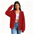thumbnail image 4 of Hduncf Zip Up Hoodies for Girls Y2K Casual Long Sleeve Hooded Sweatshirts with Pockets Jacket Fall Winter Clothes Red 9-10Years, 4 of 9