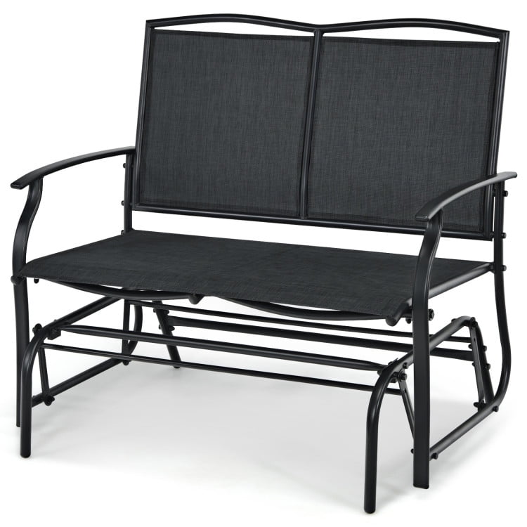 Aimee Lii Outdoor Double Chair, Patio Glider Bench, Porch, Backyard, Sturdy, Black Aimee Lii Outdoor Double Chair, Patio Glider Bench, Porch, Backyard, Sturdy, Black