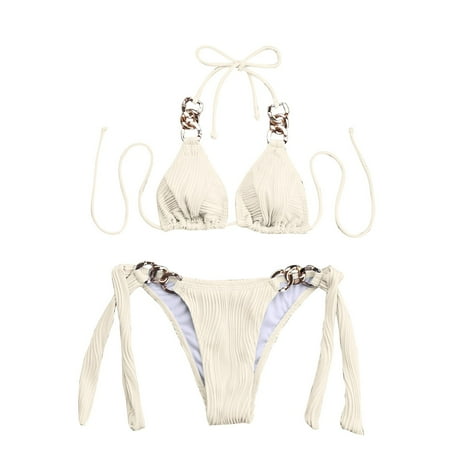 RUTAYY Swimwear Women Bikini Thong Bikini Set Sexy String 2PCS Swimsuit Cute Bathing Suit Beach Vacation Swim Wear