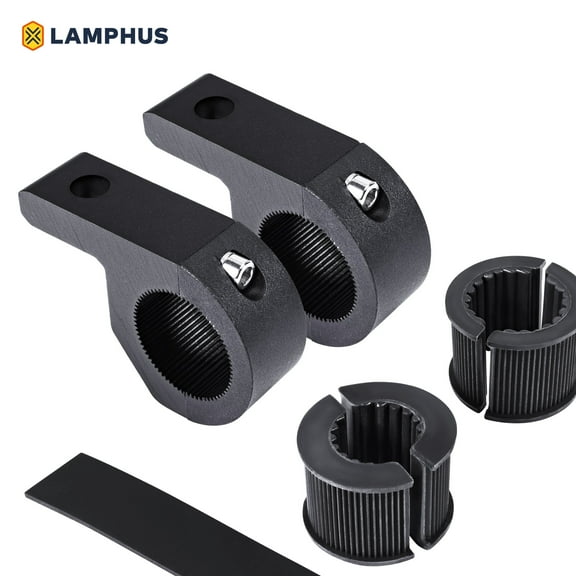 LAMPHUS 2PC Off-Road LED Light Bar 0.75"/1"/1.25" Horizontal Bar Clamp Mounting Kit Rubber Teeth Aluminum Includes Hex Key for Bull Bars, Roof Racks, Roll Cages for ATVs, UTVs, and Trucks