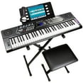 thumbnail image 1 of RockJam Soporte para piano con teclado de 61 teclas con kit de inflexión de tono, banco para piano, auriculares, aplicación Simply Piano y pegatinas Keynote, 1 of 5