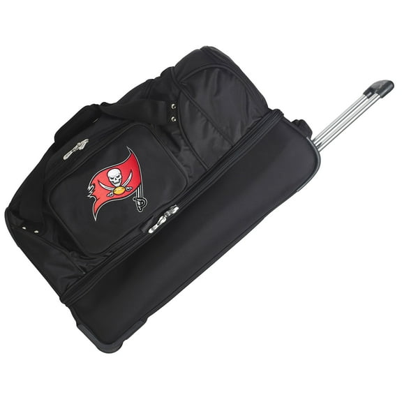 MOJO Tampa Bay Buccaneers Black 27'' 2-Wheel Drop Bottom Rolling Duffel Bag