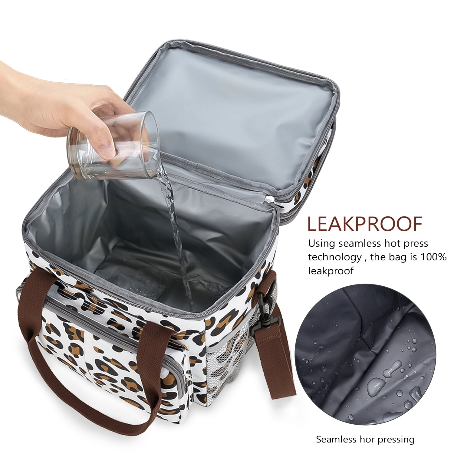 Lunch Bag for Women Men Double Deck Expandable Lunch Box,Large Lunch Bags,Leakproof Lunch Box Cooler Bag