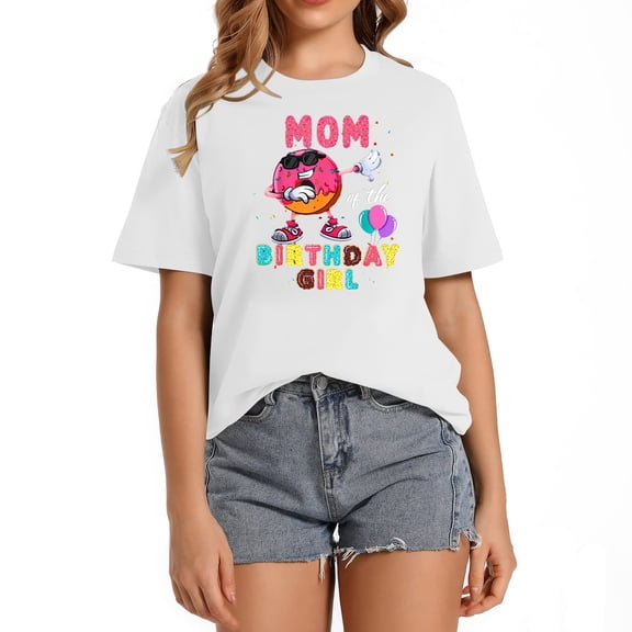 Mom Of The Birthday Girl Shirts Donut Dab Birthday T-Shirt