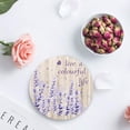 thumbnail image 4 of FMSHPON Lavender Live a Colourful Llife Set of 6 Round Coaster for Drinks, Absorbent Ceramic Stone Coasters Cup Mat with Cork Base for Home Kitchen Room Coffee Table Bar Decor, 4 of 6