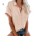 thumbnail image 1 of Qarigey Camisa de manga corta con cuello de solapa y botones para mujer Prendas para la parte del cuerpo Rosado S Qarigey AP002111-13, 1 of 3