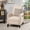 Beige, variant on Pushback Recliner Chair with side pocket, Fabric Armchair Push Back Recliner with Rivet Decoration, Mid Century Accent Chair for Living Room, Bedroom