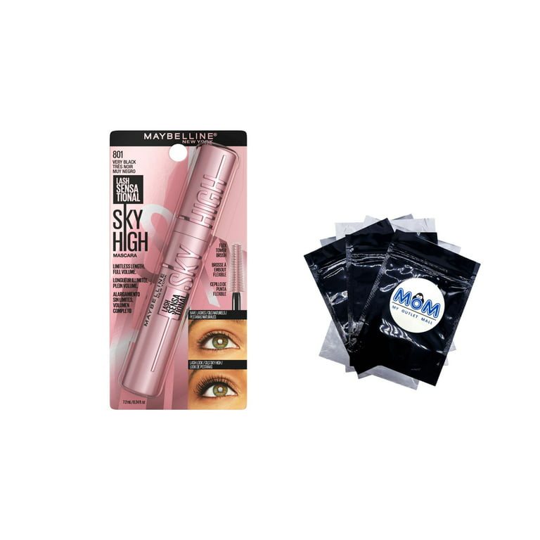 Washable Mascara - Maybelline Lash Sensational Sky High Mascara, Very Black  - Maybelline - 1 pack - 0.24 fl oz - plus 3 My Outlet Mall Resealable  Storage Pouches 