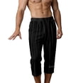 thumbnail image 5 of Men's Lightweight Long Beach Shorts Striped Textured Quick Dry Below Knee 3/4 Capri Pants with Pockets for Workout Running Training Summer Big and Tall Size S-4XL Black, 5 of 7