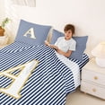 thumbnail image 3 of Erosebridal Kids Cartoon Monogrammed A Full Size Sheets, Navy Stripes Ombre Bed Sheets, 4-Piece, 3 of 5