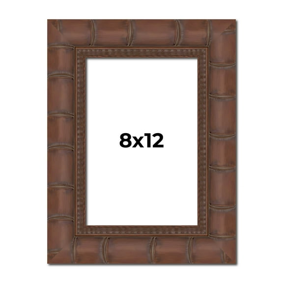 8x12 Bamboo Wood Tone Complete Wood Picture Frame with UV Acrylic, Foam Board Backing, & Hardware