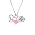 thumbnail image 2 of Delight Jewelry Silvertone Large Pink Crystal Heart with Clear Heartbeat - Light Pink Heart Nurse Strong Zoe Necklace, 2 of 4