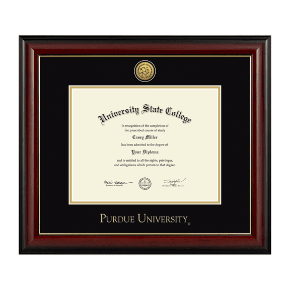 Framerly - Purdue Diploma Frame with Black and Gold Mat