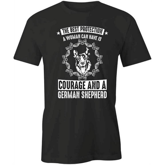 Courage and German Shepherd T-Shirt | Cute Dog Black Tee Gift