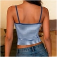 thumbnail image 4 of Tank Tops for Women Striped Spaghetti Strap Ribbed Scoop Neck Slim Fit Summer Party Camisole Royal Blue L, 4 of 5