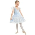 thumbnail image 6 of IBTOM CASTLE Kids Girls Ballet Dance Dress Velvet Spaghetti Straps Camisole Gymnastics Leotard Ballerina Dress up 5-6 Years Light Blue, 6 of 8