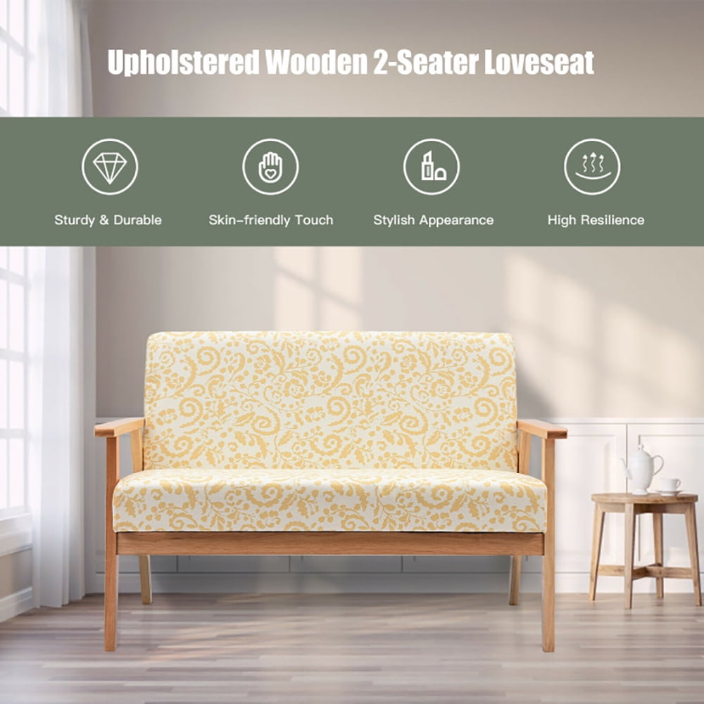 Finihen Loveseat Sofa, 2 Seater Cushioned Couch for Small Spaces, Modern Fabric Loveseat Sofa Couch Upholstered 2-Seat Armchair, for Living Room, Bedroom, 2 seat, Yellow Finihen Loveseat Sofa, 2 Seater Cushioned Couch for Small Spaces, Modern Fabric Loveseat Sofa Couch Upholstered 2-Seat Armchair, for Living Room, Bedroom, 2 seat, Yellow