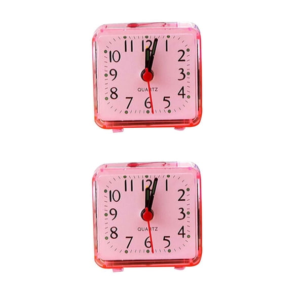 Wosthever Pointer Alarm Clock Square Decorative Wake Home Timer Plastic Operated Bedroom Table Battery Office Bedside Up Morning rojo 2Conjunto