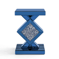 thumbnail image 5 of SHYFOY 23" Blue Mirrored Pedestal End Table with Crystal Diamond Inlay, Modern Accent Side Table, 5 of 10