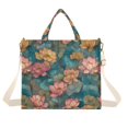 thumbnail image 7 of FORMRS Womens Corduroy Tote Bag Crossbody Shoulder Purse Handbag with Detachable Strap, Pink Water Lilies Pattern, 7 of 7