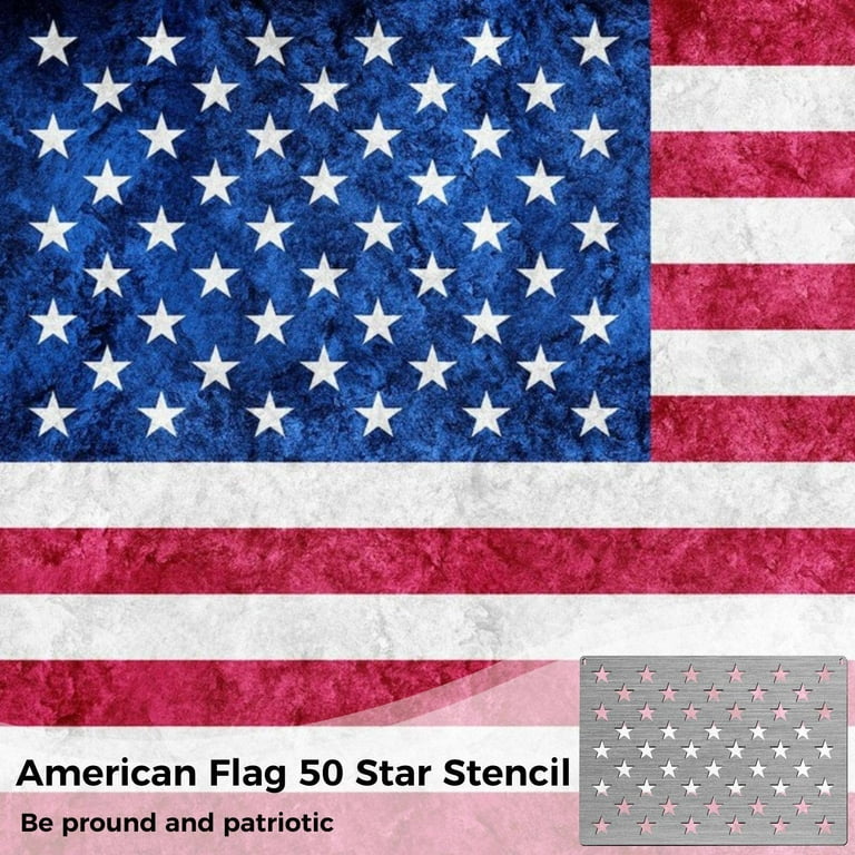 10x15in American Flag 50 Star Stencil Template, Stainless Steel Large Metal  Stencil Template for Painting on Wood Fabric Paper Walls Art