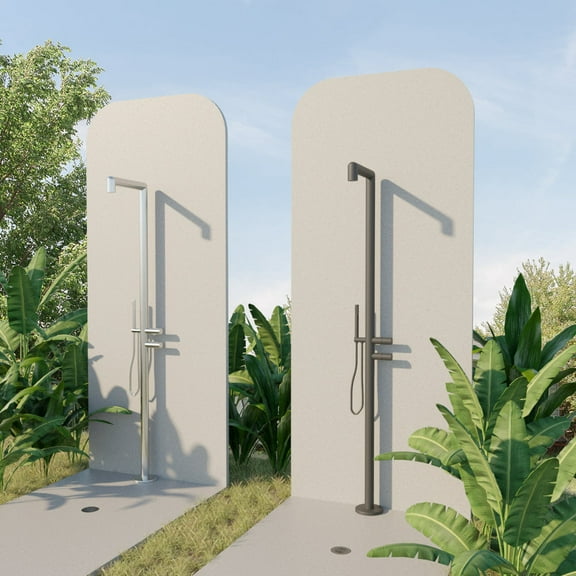 DAX Freestanding Outdoor Stainless Steel Shower with Hand Shower, Brushed Nickel