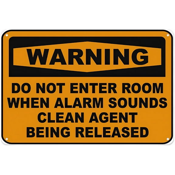 Warning Clean Agent Being Released Sign - 12×8 Inches, Aluminum Tin Warning, Home Outdoor Garden Safety Decor