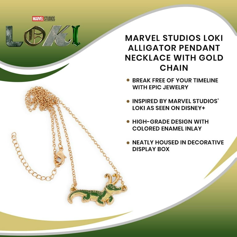 Marvel Studios Loki Alligator Pendant Necklace with Gold Chain