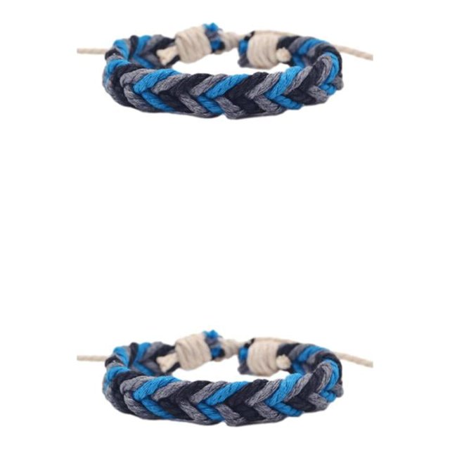 relayinert Add Personal Touch With CharmOn Cotton Blue Green Handmade Bracelet Minimalist AAA-012 2Set