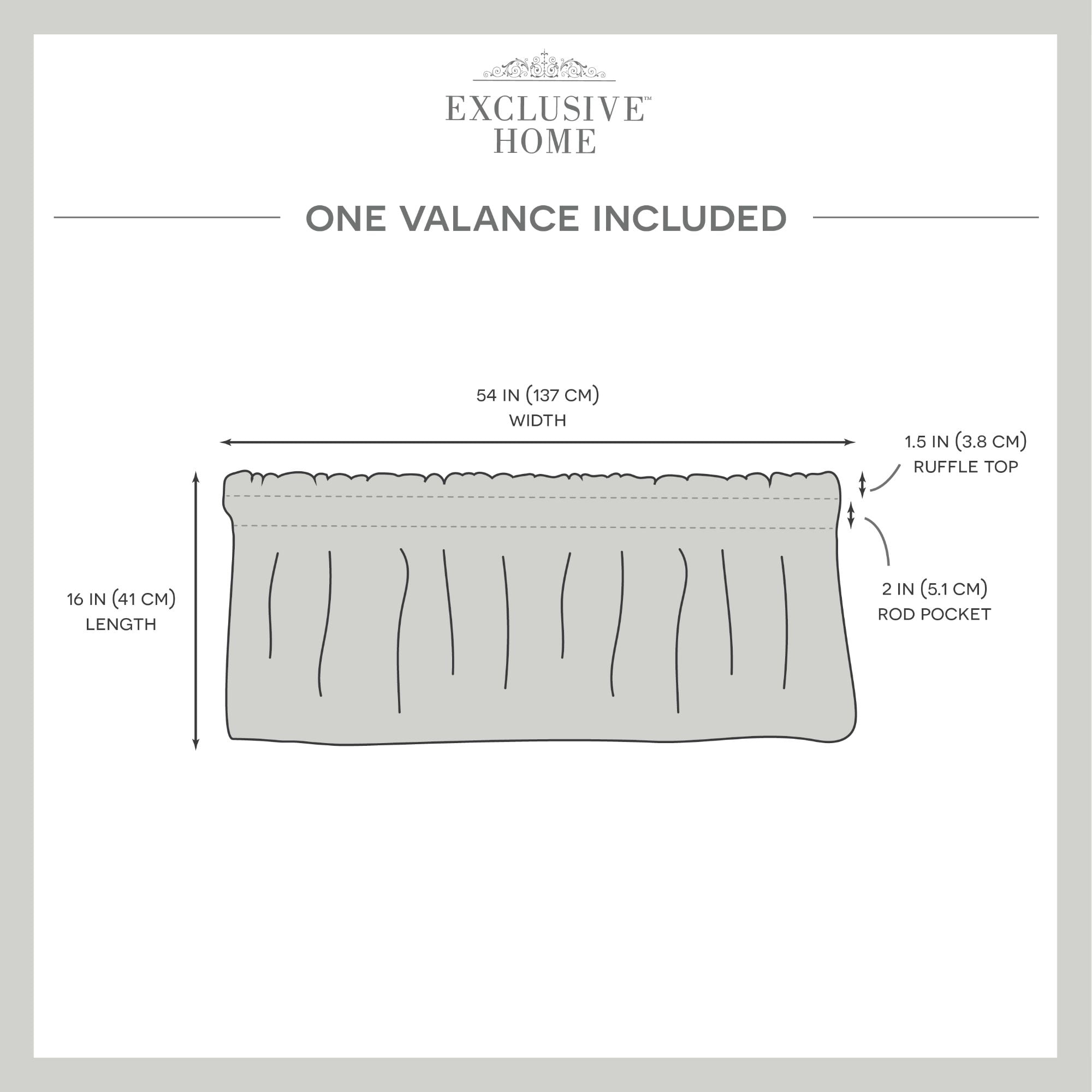 Exclusive Home Curtains Belgian Tailored Sheer Rod Pocket Valance, 54x16, White