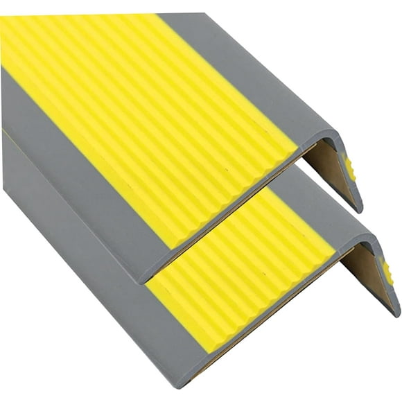 SURJDE Stair Nosing 2Pcs Anti Slip Stair Treads Self Adhesive Stair Edge Protector 2x1x39 Inch/5 * 2.5 * 100CM L-Shaped Stair Decking Edge Trim for Outdoor Indoor Staircases Yellow