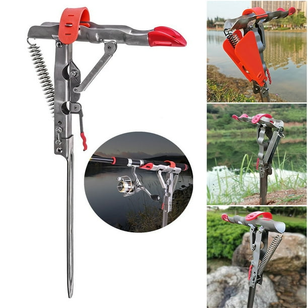 Stainless Steel Rod Stand Hands Free Rod Holder Foldable Automatic Spring Fishing  Rod Holder Fishing Accessory 