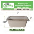 thumbnail image 3 of EcoQuality 34oz Disposable Bowls with Clear Lids - Rectangular Compostable Sugarcane Fiber Biodegradable Paper Bowls Eco-Friendly Take Out Food Storage Containers, Microwave Safe, Meal Prep (100 PACK), 3 of 8