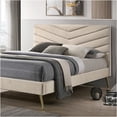 thumbnail image 5 of JERFIT Mid-Century Modern Upholstered Full Bed Frame with Chevron Tufted Headboard, Beige Fabric and Gold Legs, 5 of 6