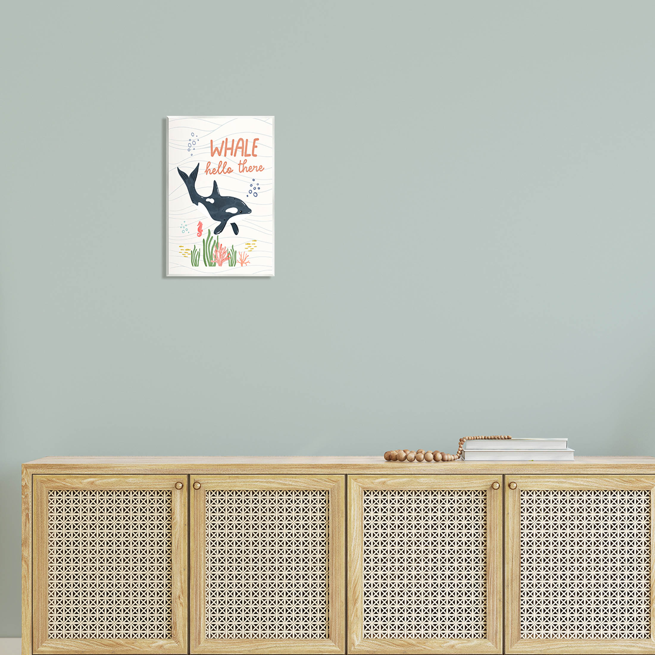Stupell Industries Whale Hello There Orca Graphic Art Unframed Art Print Wall Art, Design by Nina Blue