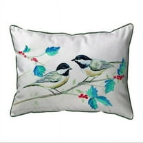 Betsy Drake SN645 11 x 14 in. Christmas Chickadees Small Pillow